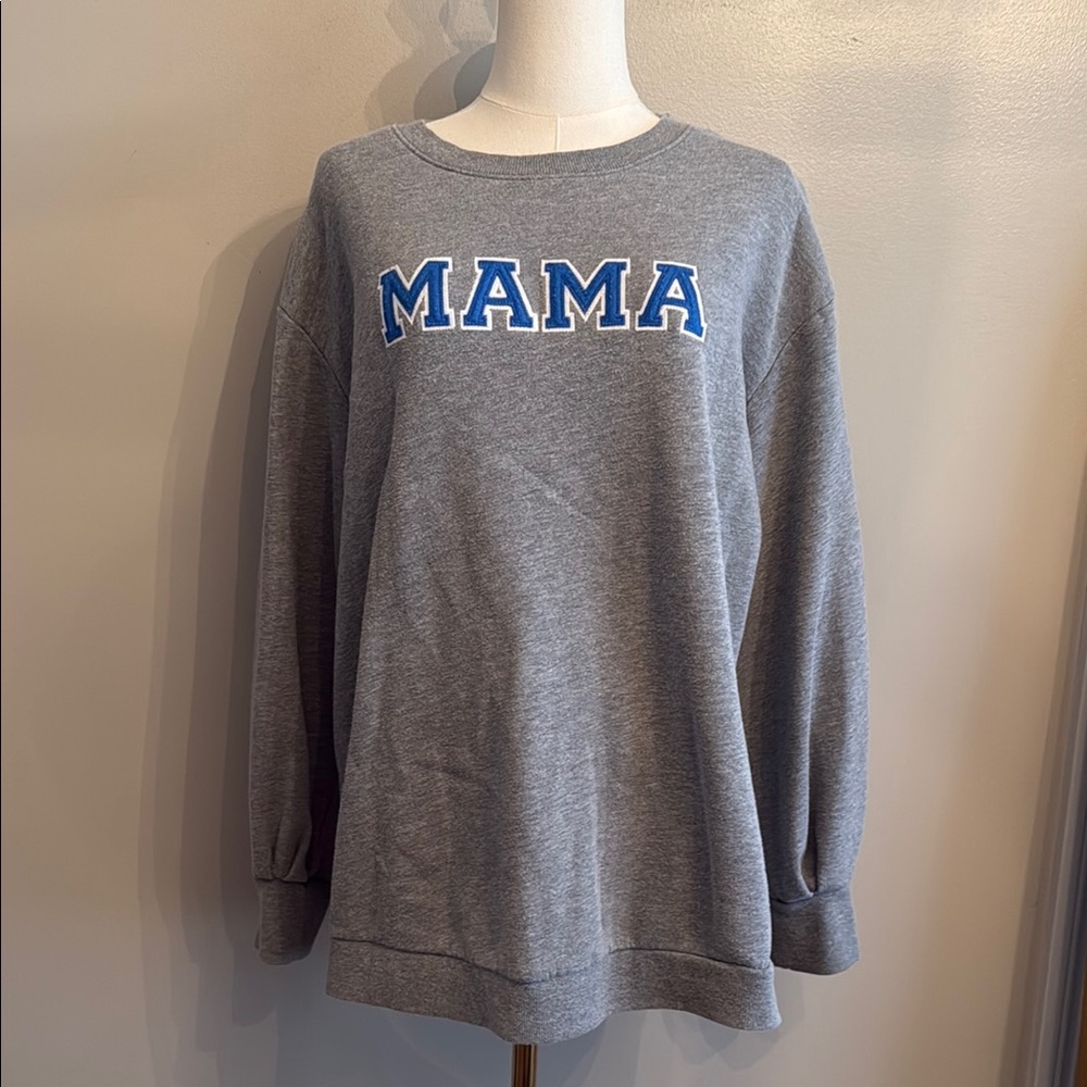 Isabel Maternity Gray and Blue 'MAMA' Sweater